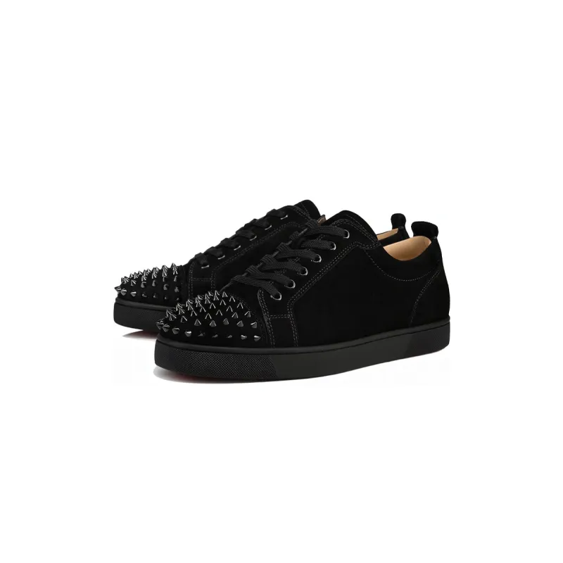 Christian Louboutin Louis Junior Spikes Veau Velours Sneaker Black 1130575CM53