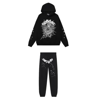 Sp5der OG Web Hoodie & Sweatpant Set Black 01
