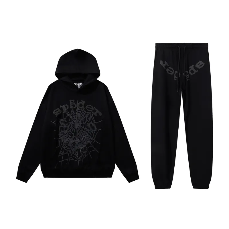 Sp5der Phantom Web Hoodie & Sweatpant Set Black