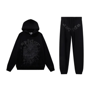 Sp5der Phantom Web Hoodie & Sweatpant Set Black