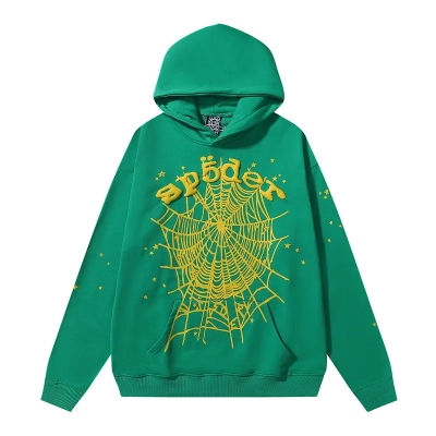 Sp5der Star OG Web V2 Hoodie & Sweatpant Set Dark Green 02