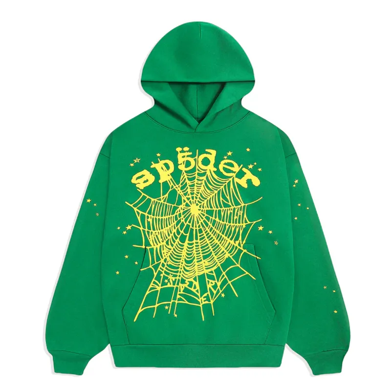 Sp5der Star OG Web V2 Hoodie & Sweatpant Set Grass Green