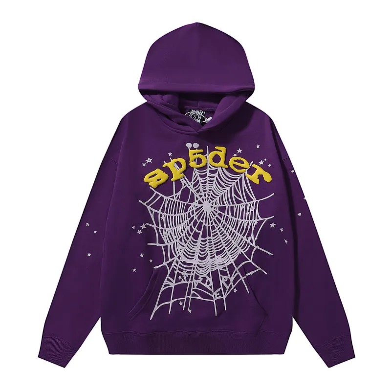 Sp5der Star OG Web V2 Hoodie & Sweatpant Set Purple