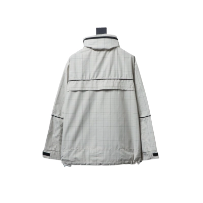 Balenciaga Embroidered Plaid Stand-up Collar Half-zip Jacket White 02