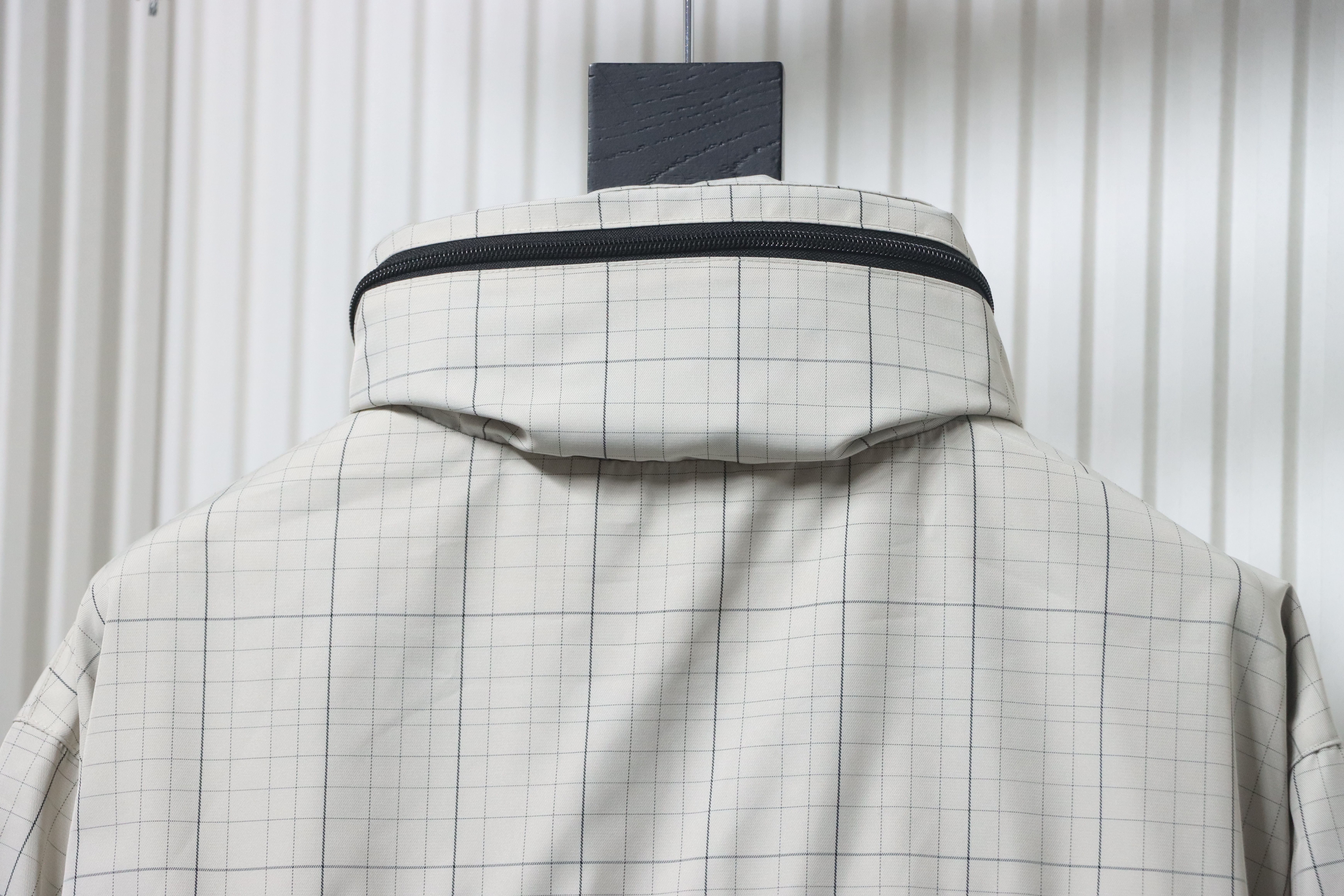 Balenciaga Embroidered Plaid Stand-up Collar Half-zip Jacket White