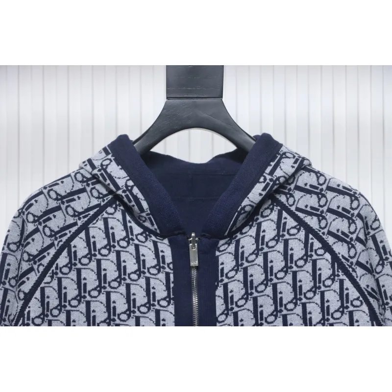 Dior Jacquard Reversible Cashmere Zip-up Jacket