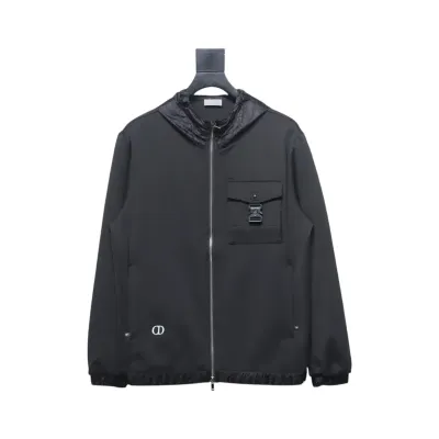 Dior Letter Embroidery Patchwork Hooded Jacket 01