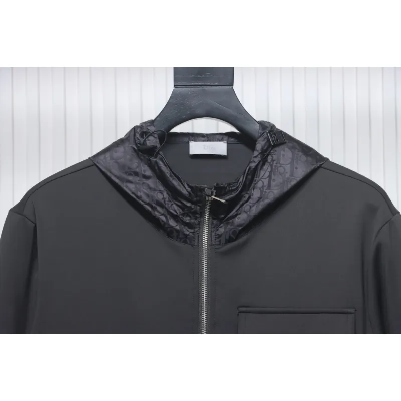 Dior Letter Embroidery Patchwork Hooded Jacket