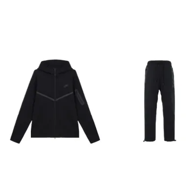 Nike Sportswear Tech Fleece Full-Zip Hoodie & Joggers Set Front Twill Black 01