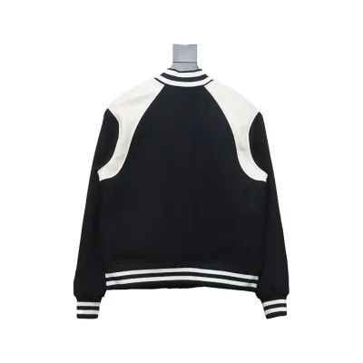 Celine 24Fw Shoulder Patchwork Baseball Jersey Jacket Black & White 01