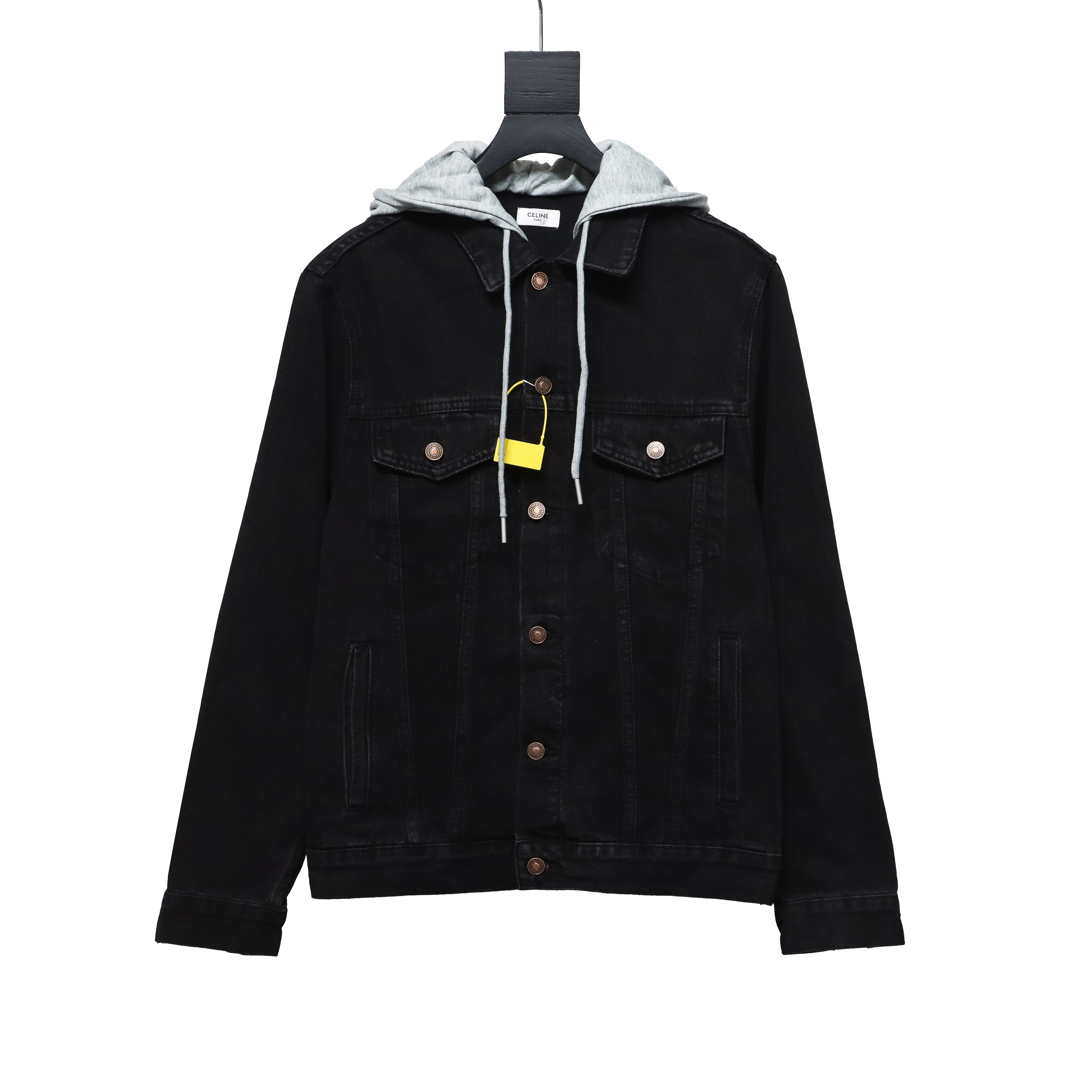 Celine Hooded Denim Jacket Black and Gray