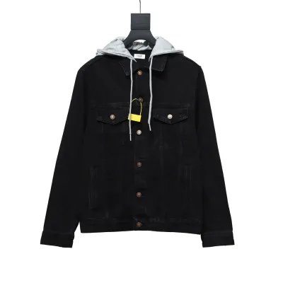 Celine Hooded Denim Jacket Black and Gray 01