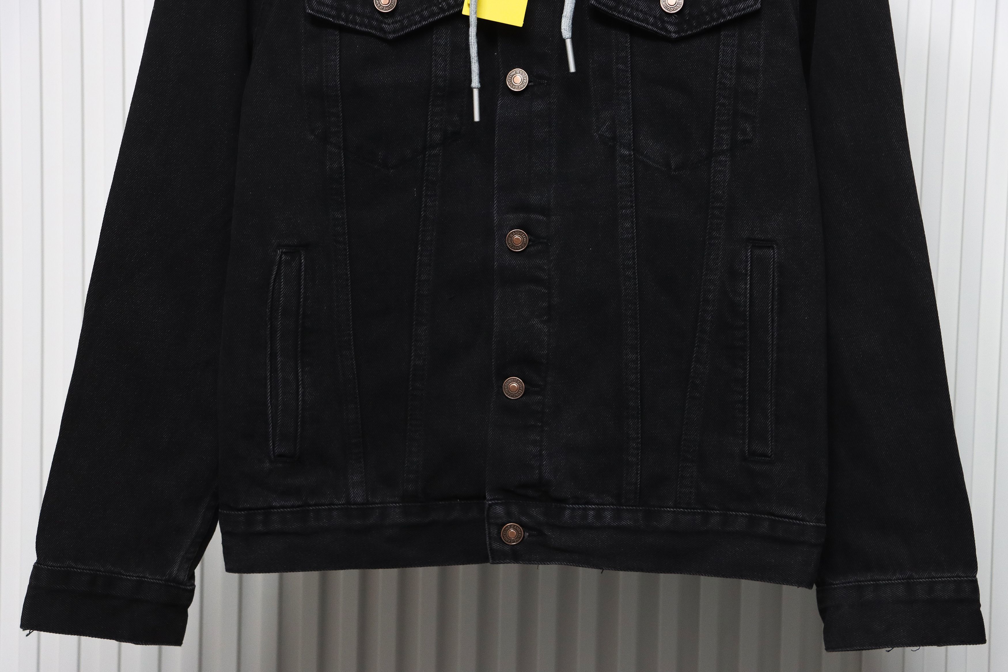 Celine Hooded Denim Jacket Black and Gray