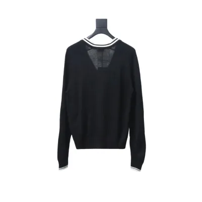 Celine 24FW Small Label Striped Knit Cardigan Black 01