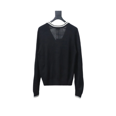 Celine 24FW Small Label Striped Knit Cardigan Black 01