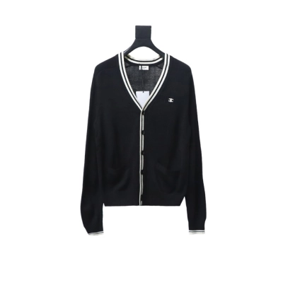 Celine 24FW Small Label Striped Knit Cardigan Black 02