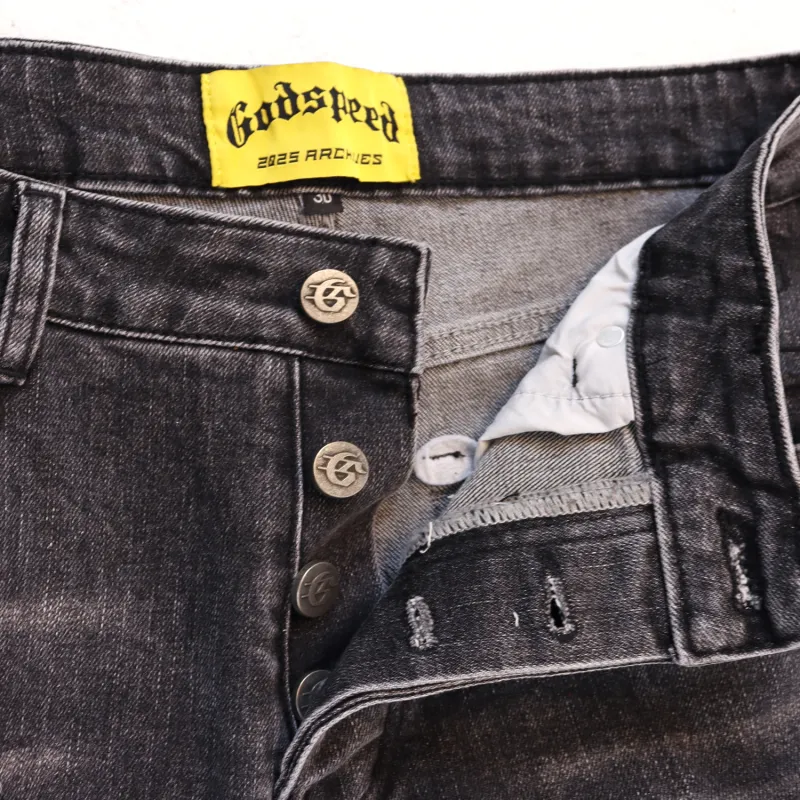 Godspeed Embroidered Multi-Pocket Jeans #8239 Black