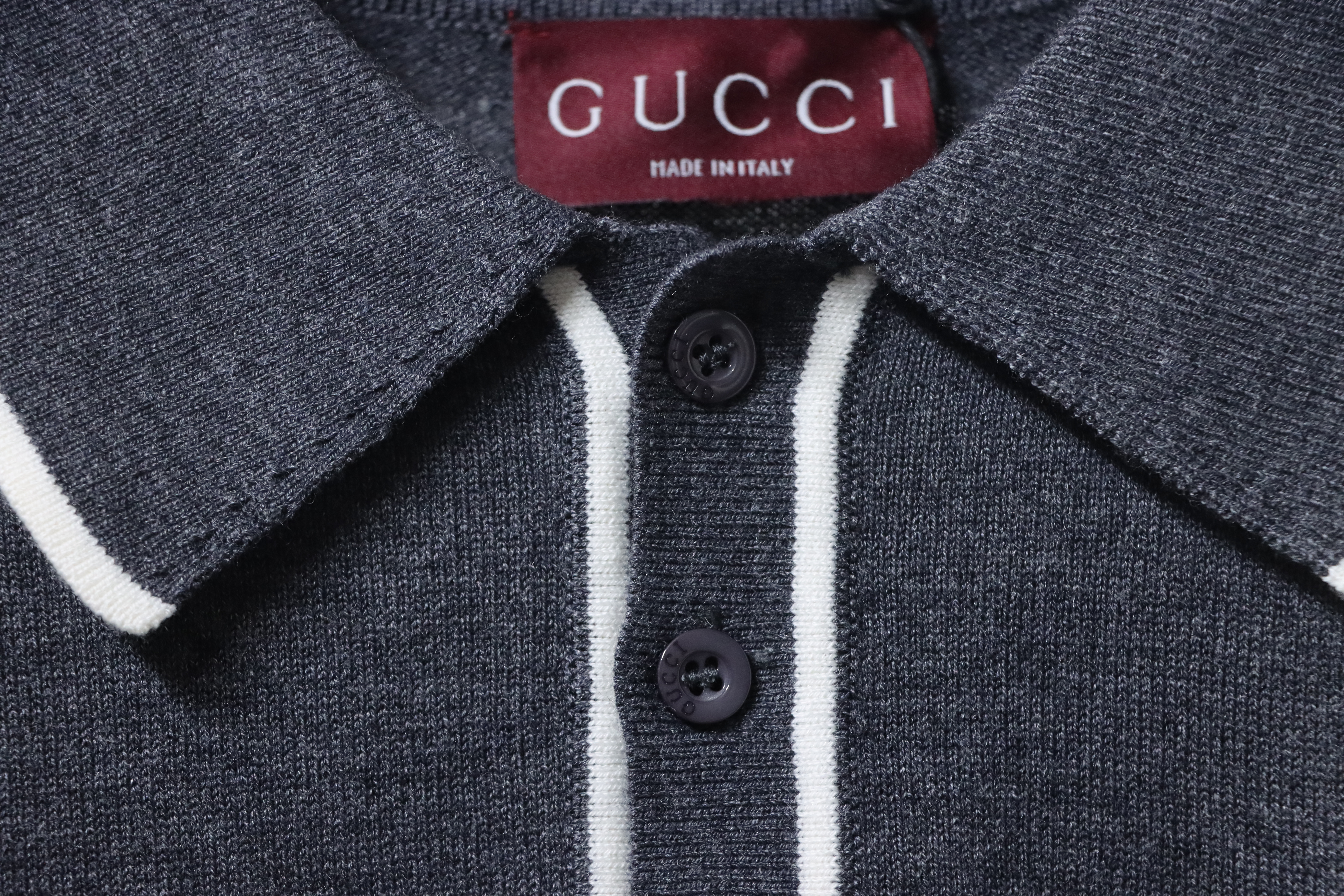 Gucci 25fw Color-blocked Trim Letter Pocket Collar Knit Sweater