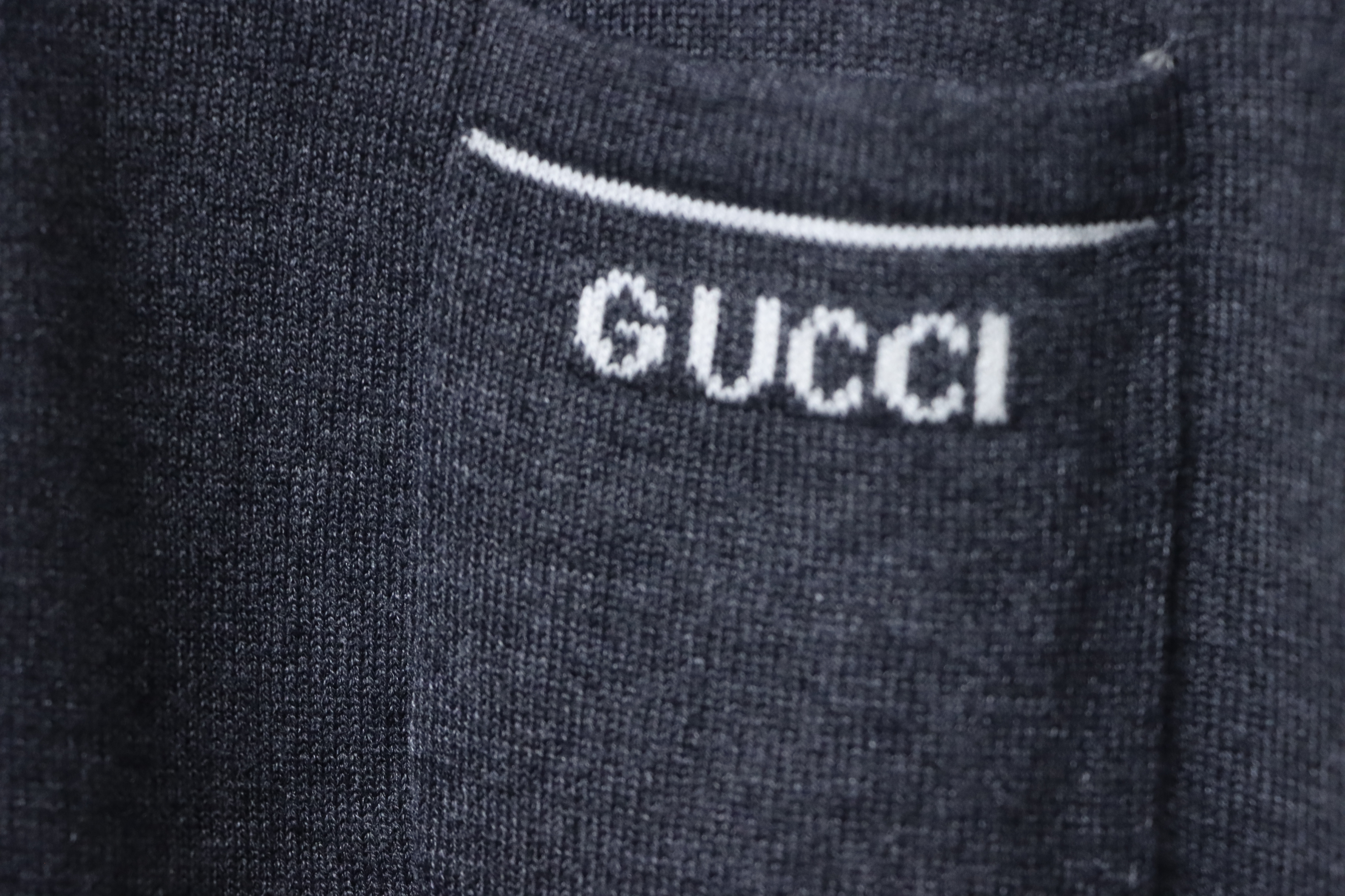 Gucci 25fw Color-blocked Trim Letter Pocket Collar Knit Sweater