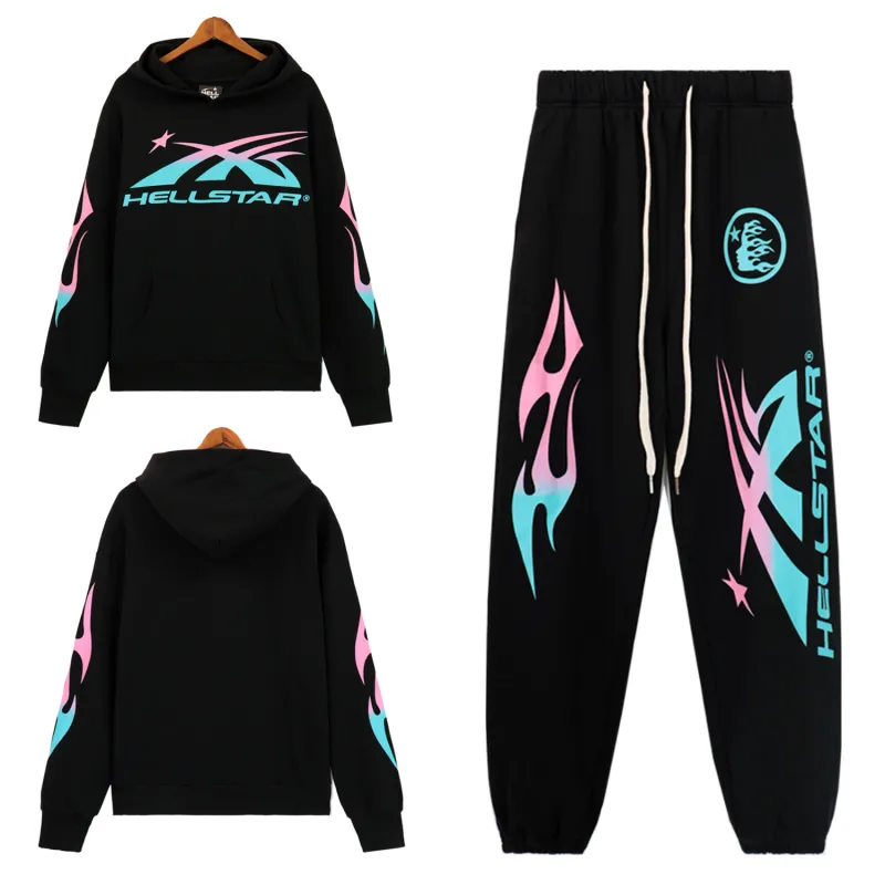 Hellsatr Pink-Blue Colorful Tracksuit #5659-8192 Black