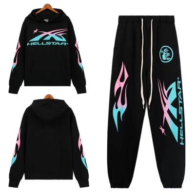 Hellsatr Pink-Blue Colorful Tracksuit #5659-8192 Black 01