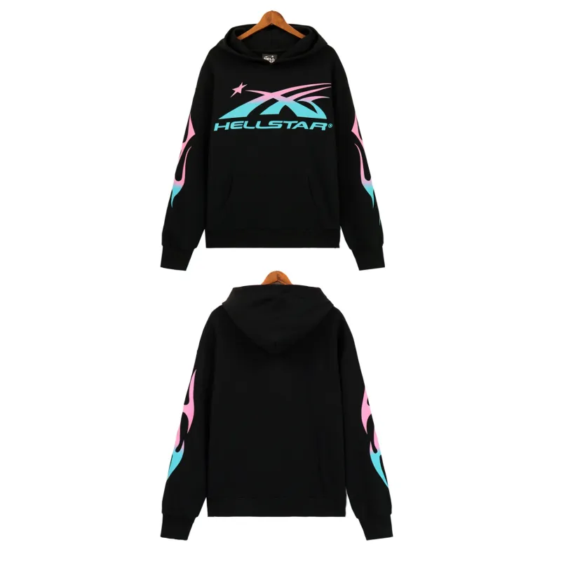 Hellsatr Pink-Blue Colorful Tracksuit #5659-8192 Black