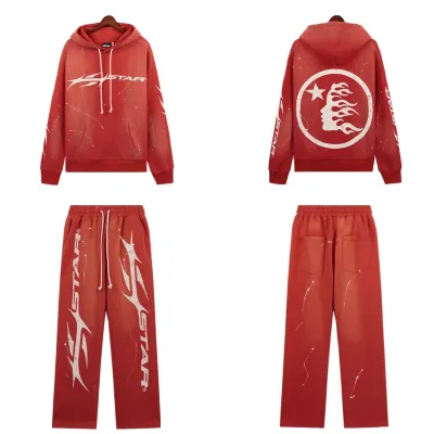 Hellstar Hstar Hoodie & Sweatpants Set #8201-5669 Red 01