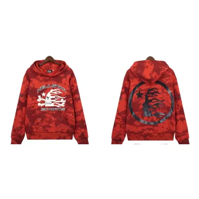 Hellstar Sports Tie-Dye Skull Hoodie & Sweatpants Set #8197 Red 02
