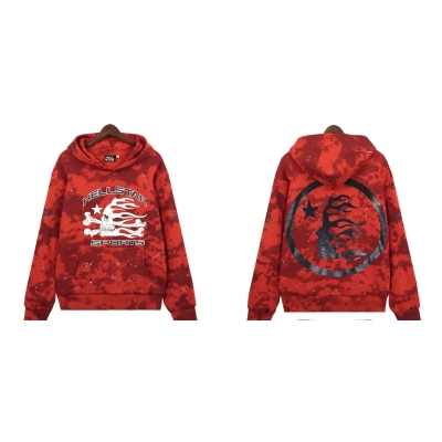 Hellstar Sports Tie-Dye Skull Hoodie & Sweatpants Set #8197 Red 02