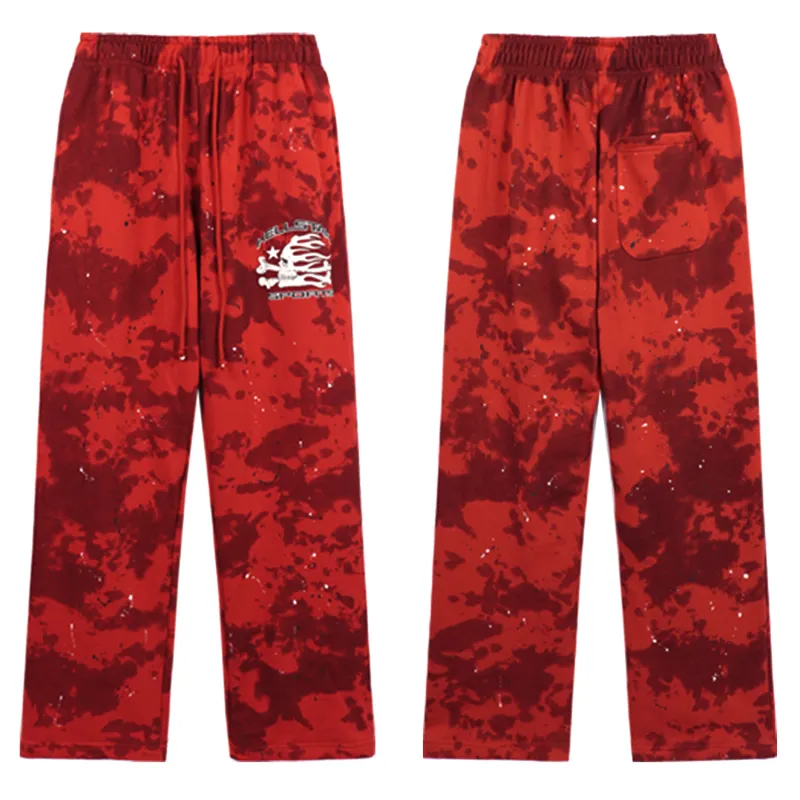 Hellstar Sports Tie-Dye Skull Hoodie & Sweatpants Set #8197 Red