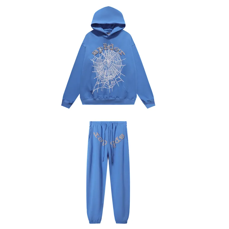 Sp5der OG Web V2 Hoodie & Sweatpant Set Dusty Blue #8225