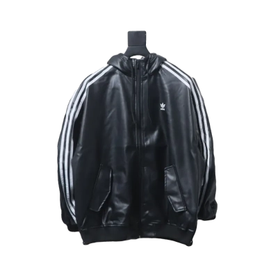 Adidas XFEIFEI RUAN Leather Track Jacket Hoodie Black 01