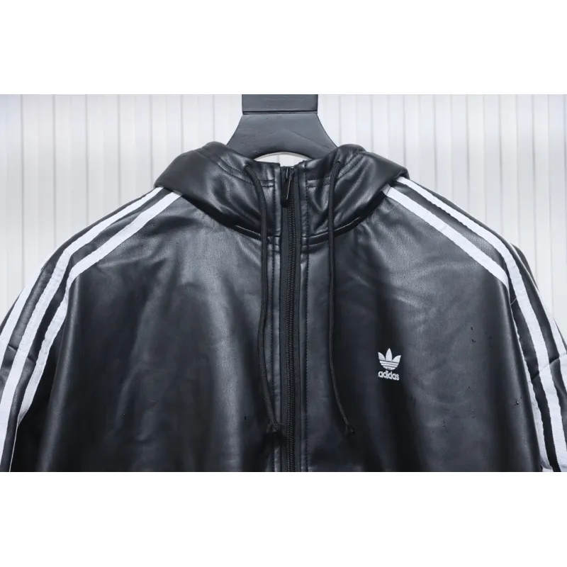 Adidas XFEIFEI RUAN Leather Track Jacket Hoodie Black
