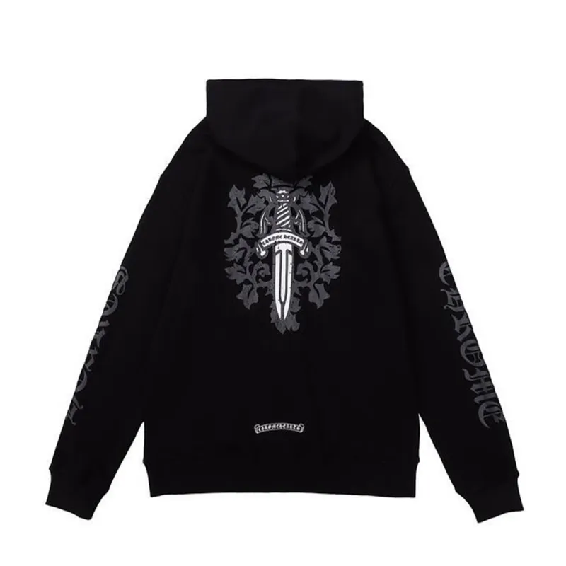 Chrome Hearts Floral Dagger Logo Black Zip Up Hoodie