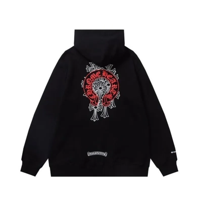 Chrome Hearts Red Horseshoe Logo Zip Up Hoodie Black 02