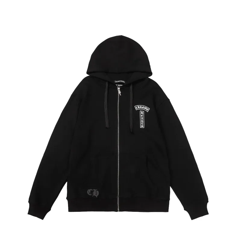 Chrome Hearts Shoulder Logo Zipper Hoodie Black