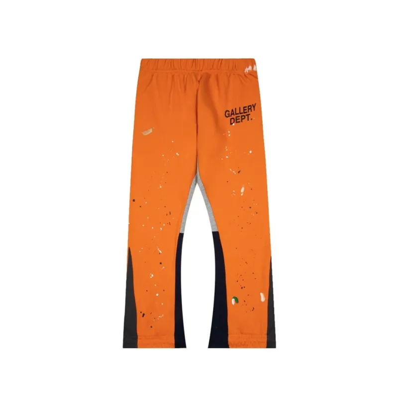 Gallery Dept. Painted Flare Sweat Pants Hot Orange-Black Patchwork