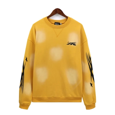 Hellstar Hoodie Terry Fabric Crewneck #7545 Yellow/White 02