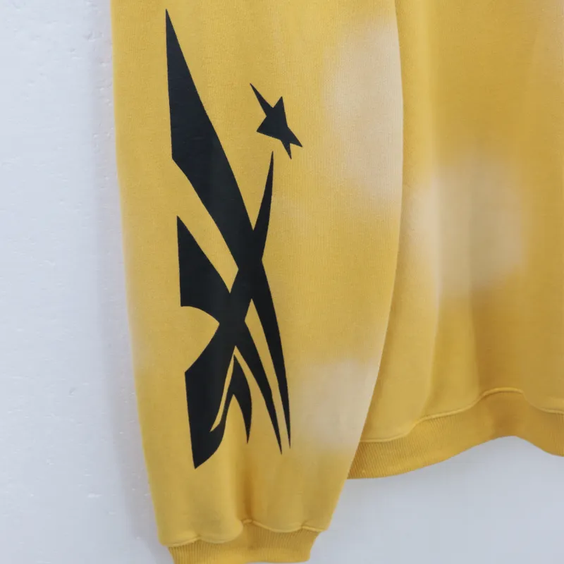 Hellstar Hoodie Terry Fabric Crewneck #7545 Yellow/White