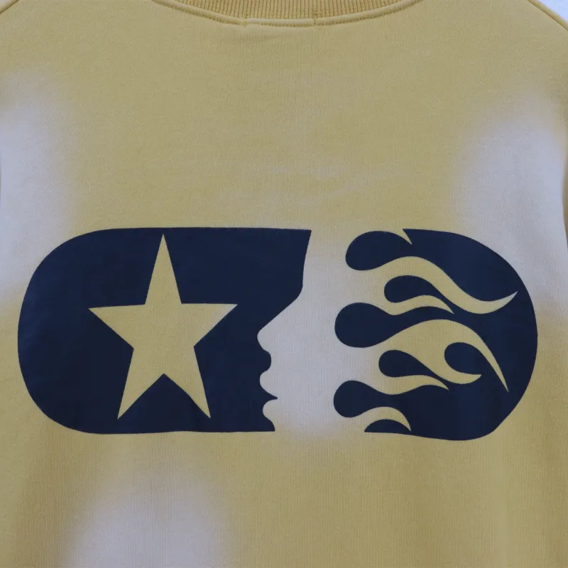 Hellstar Hoodie Terry Fabric Crewneck #7545 Yellow/White