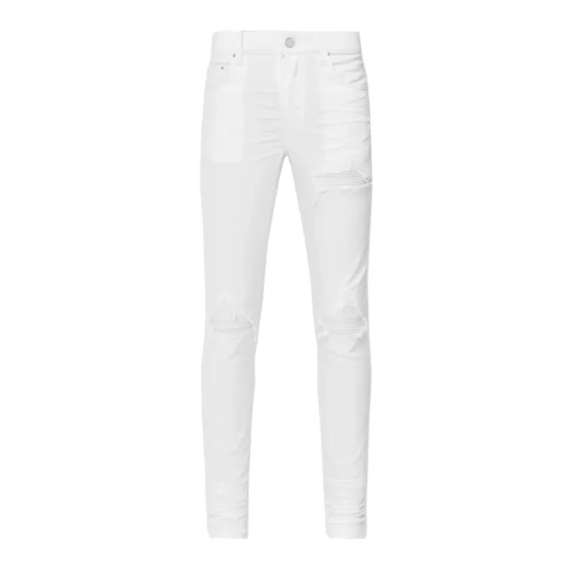 AMIRI White MX1 Jeans Distressing Throughout Skinny-fit Stretch Denim Jeans