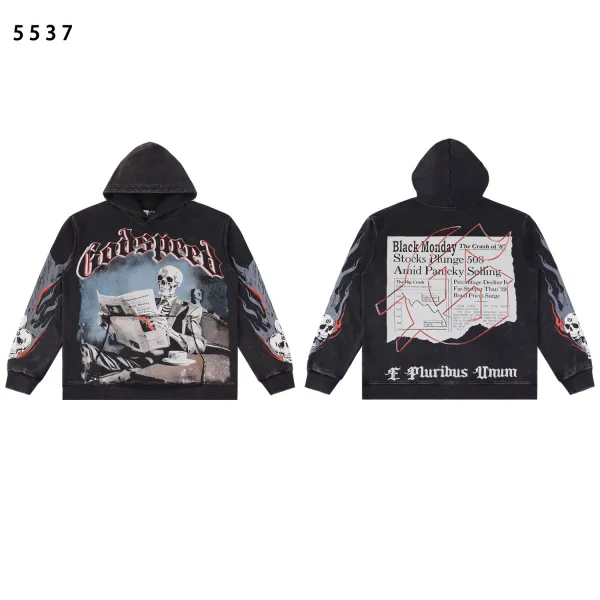 Godspeed Black Monday Hoodie #5537 Washed Black/Red