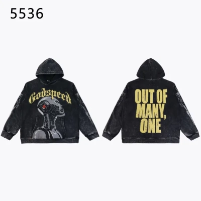 Godspeed Robot Print Hoodie #5536 Washed Black 01