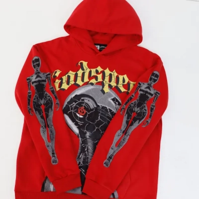 Godspeed Robot Print Hoodie #5536 Washed Red 02