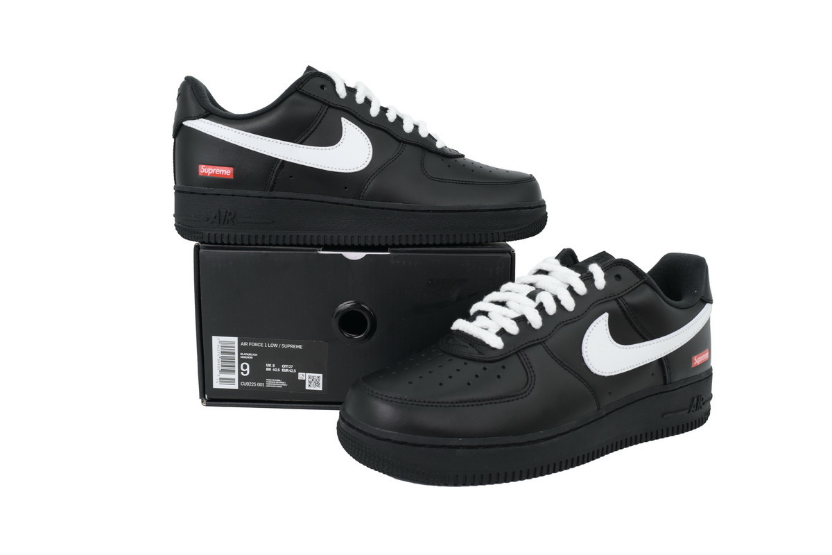 Nike Supreme x Air Force 1 Low Black Warrior Black And White CU9225-001