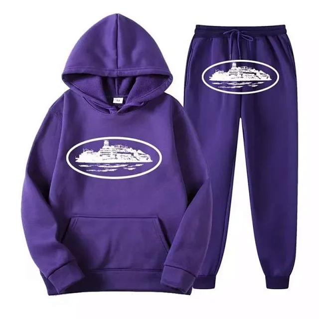 Corteiz Alcatraz Hoodies & Pants Tracksuit Black /Brown /Red White /Purple /Yellow /Blue /Beige /Orange /Red Black /Gray Set