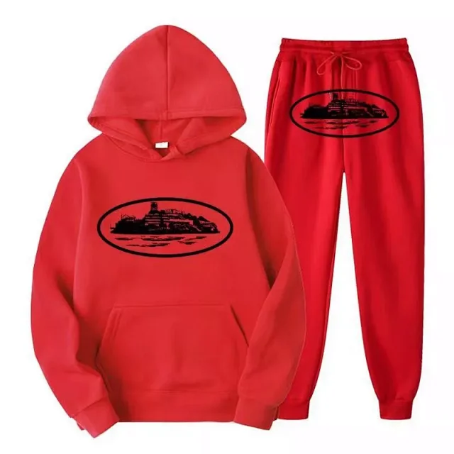 Corteiz Alcatraz Hoodies & Pants Tracksuit Black /Brown /Red White /Purple /Yellow /Blue /Beige /Orange /Red Black /Gray Set