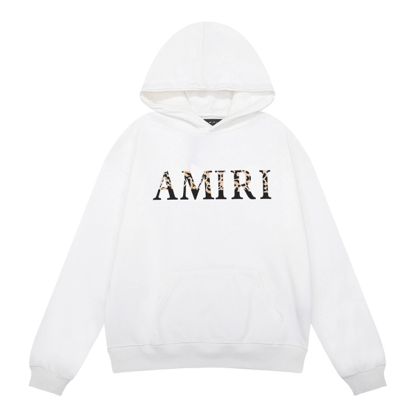 AMIRI Leopard Print Logo Hoodie #9202 Black/White