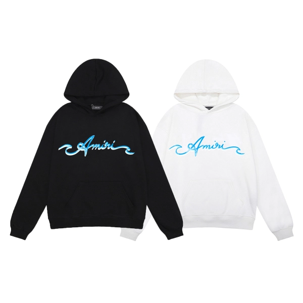 AMIRI Wave Logo Hoodie #9281 Black/White