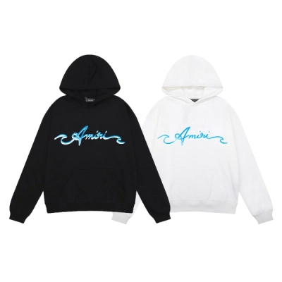 AMIRI Wave Logo Hoodie #9281 Black/White 01